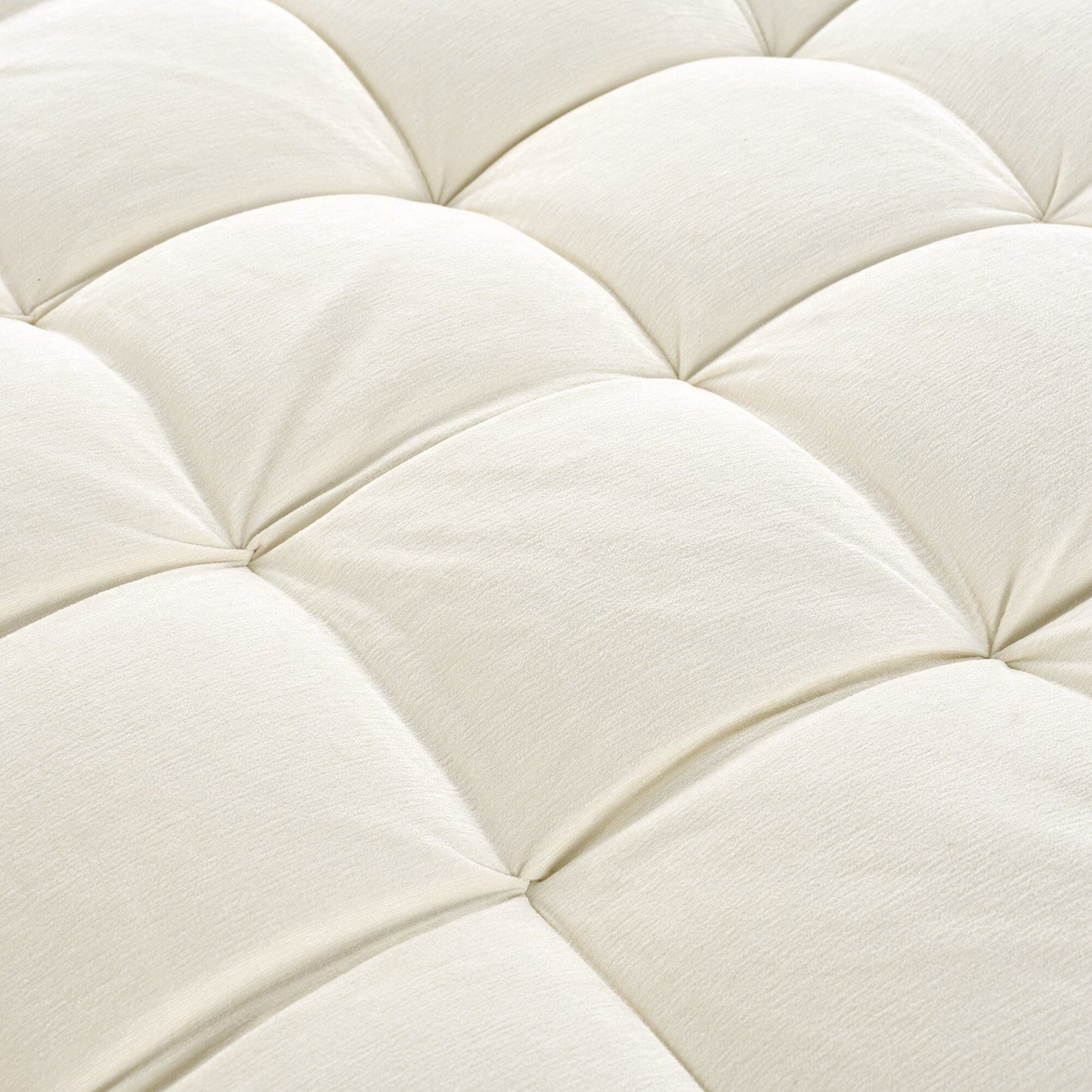 Chenille Chaise Lounge Sofa Bed, Upholstered Sofa Couch with Tufted Backrest and 2 Detachable Pillows for Living Room