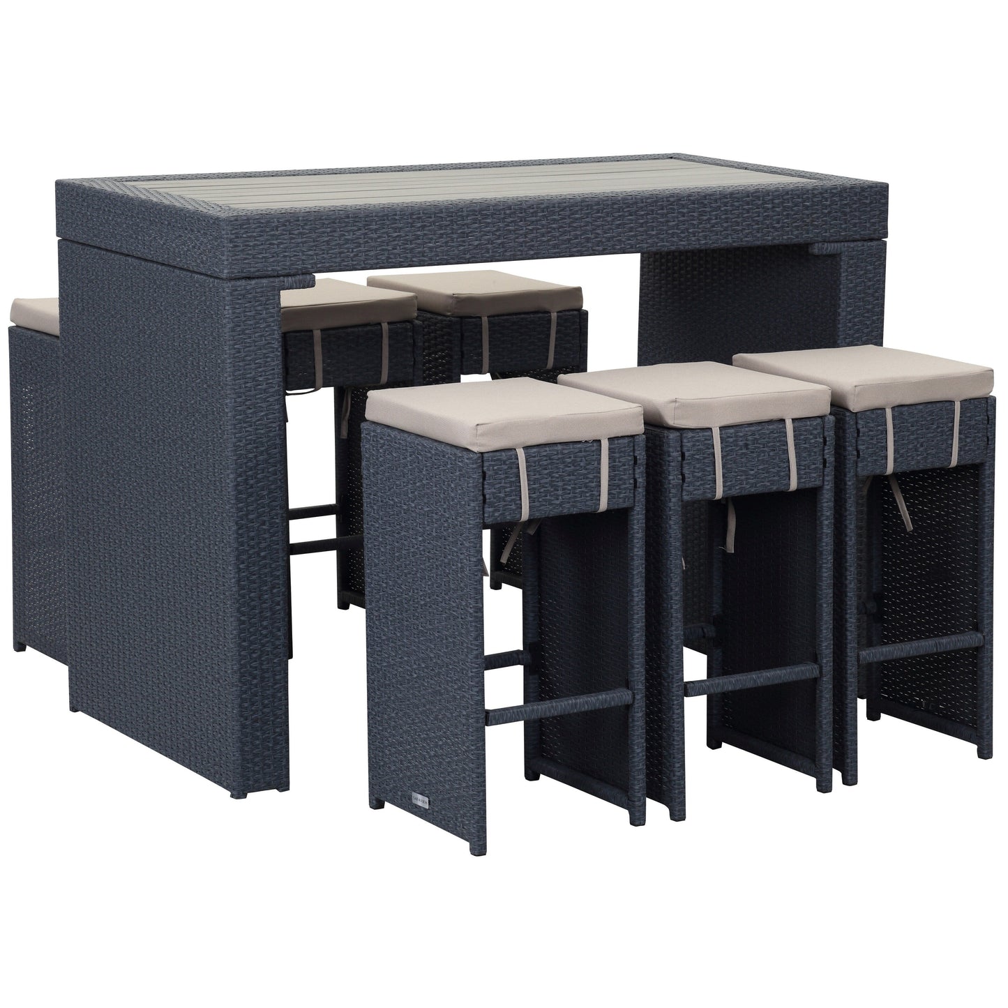 SAFAVIEH Outdoor Euda Bar Set (7-Piece) - 29Wx59Dx42H