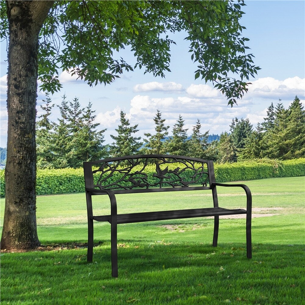 Yaheetech Patio Garden Bench Outdoors Metal Porch Chair - N/A