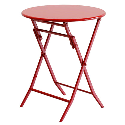 3-Piece Minimalist Patio Bistro Set of Foldable Round Table & Chairs - 3-Piece-Patio-Bistro-Set