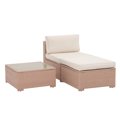5-piece Outdoor Wicker Sectional Sofa Set with Cushions