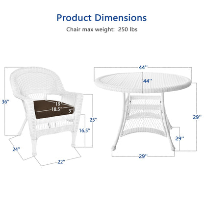 5-piece White Resin Wicker Dining Set