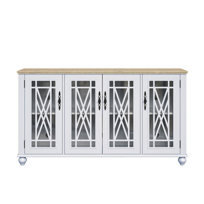 63 Vintage Style Wood Kitchen Accent Buffet Sideboard Cabinet - 63 in Width