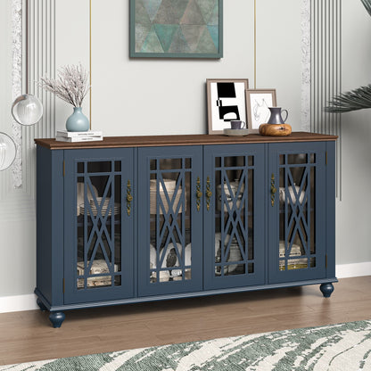 63 Vintage Style Wood Kitchen Accent Buffet Sideboard Cabinet - 63 in Width