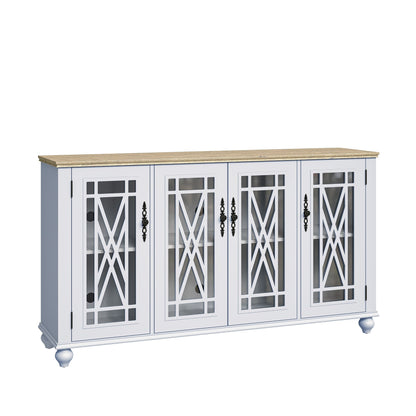 63 Vintage Style Wood Kitchen Accent Buffet Sideboard Cabinet - 63 in Width