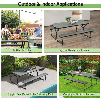 Costway 6FT Picnic Table Bench Set Outdoor HDPE Heavy-Duty Table for - See Details