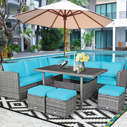 Costway 7 PCS Patio Rattan Dining Set Sectional Sofa Couch Ottoman - See Details