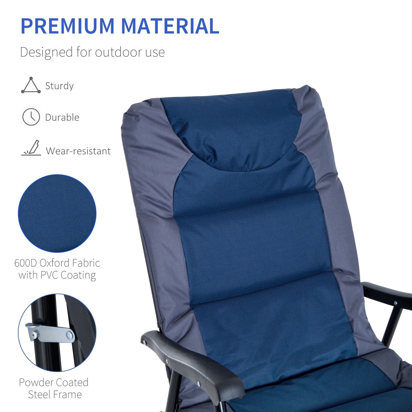 Outsunny Folding Rocking Chair Set with Padded Seat and Back, Pillow