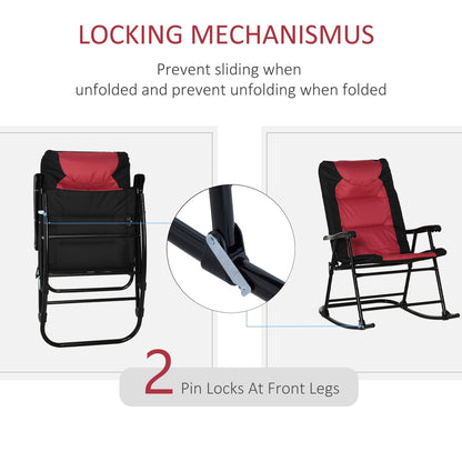 Outsunny Folding Rocking Chair Set with Padded Seat and Back, Pillow