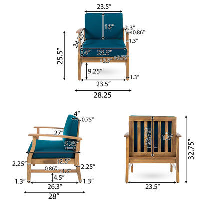 Perla Acacia Wood 7-piece Outdoor Chat Set by Christopher Knight Home