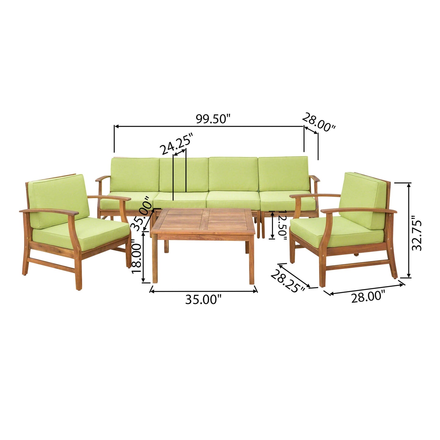 Perla Acacia Wood 7-piece Outdoor Chat Set by Christopher Knight Home